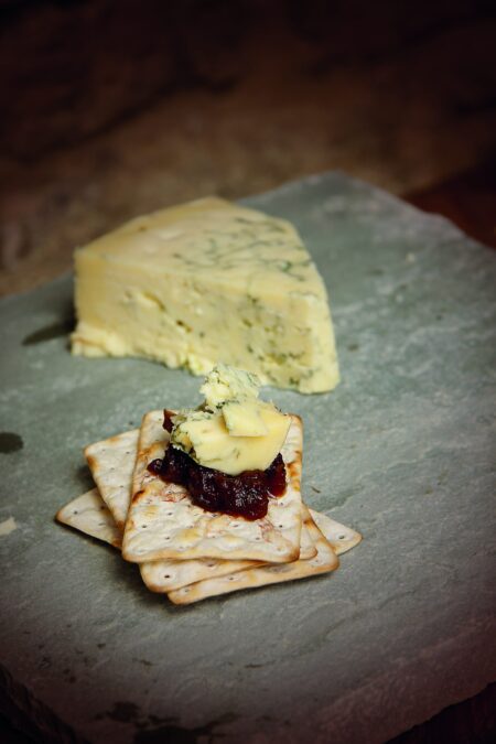 Smoked stilton, chutney & biscuits from the Somerset Smokery
